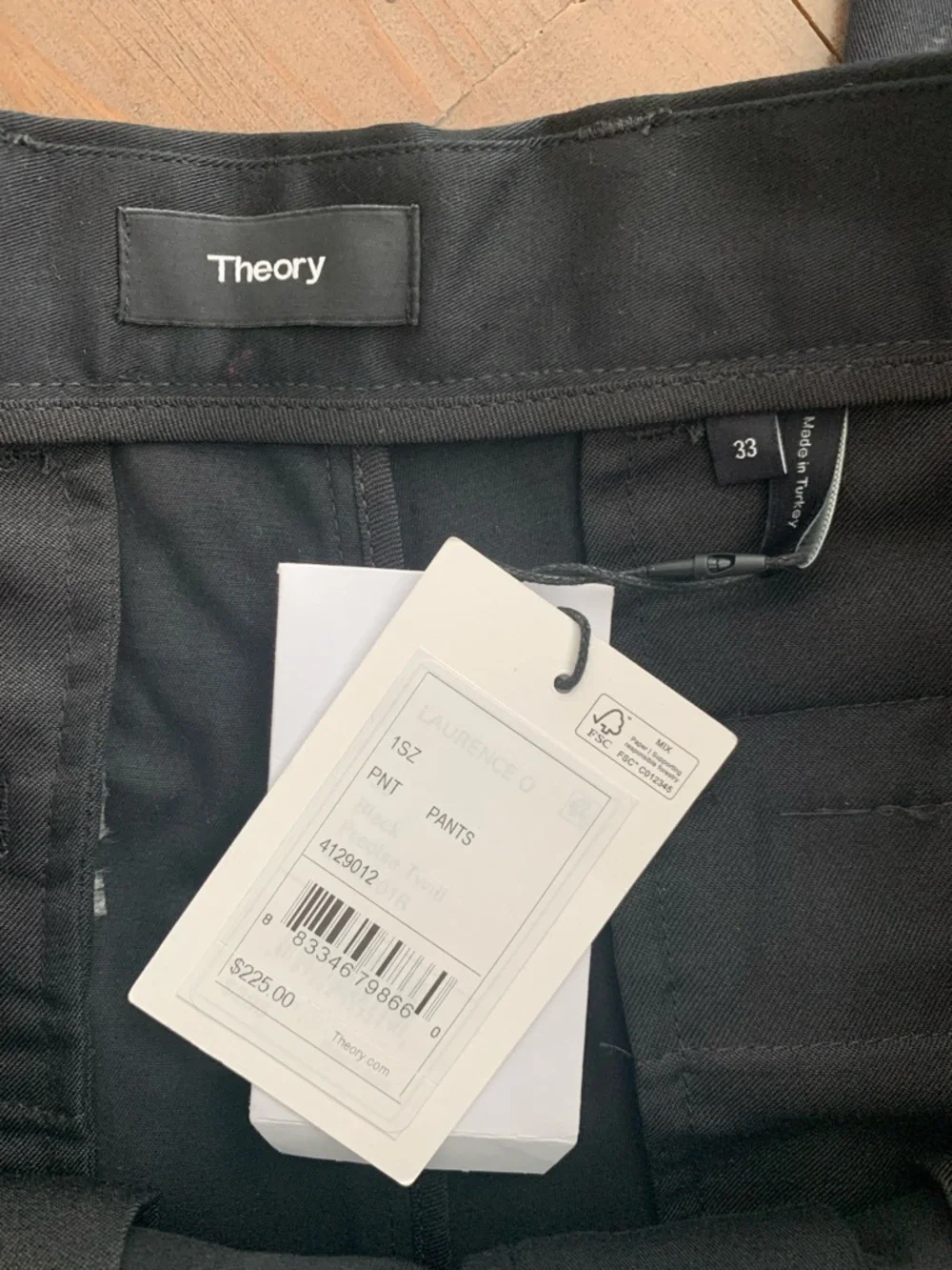 Theory Mens Laurence Precision Twill pant trousers black NWT
